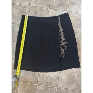 Vero Moda Black VMKASEY HW Mini Skirt Rhinestone Fringe Slit NWT Size M 10276141